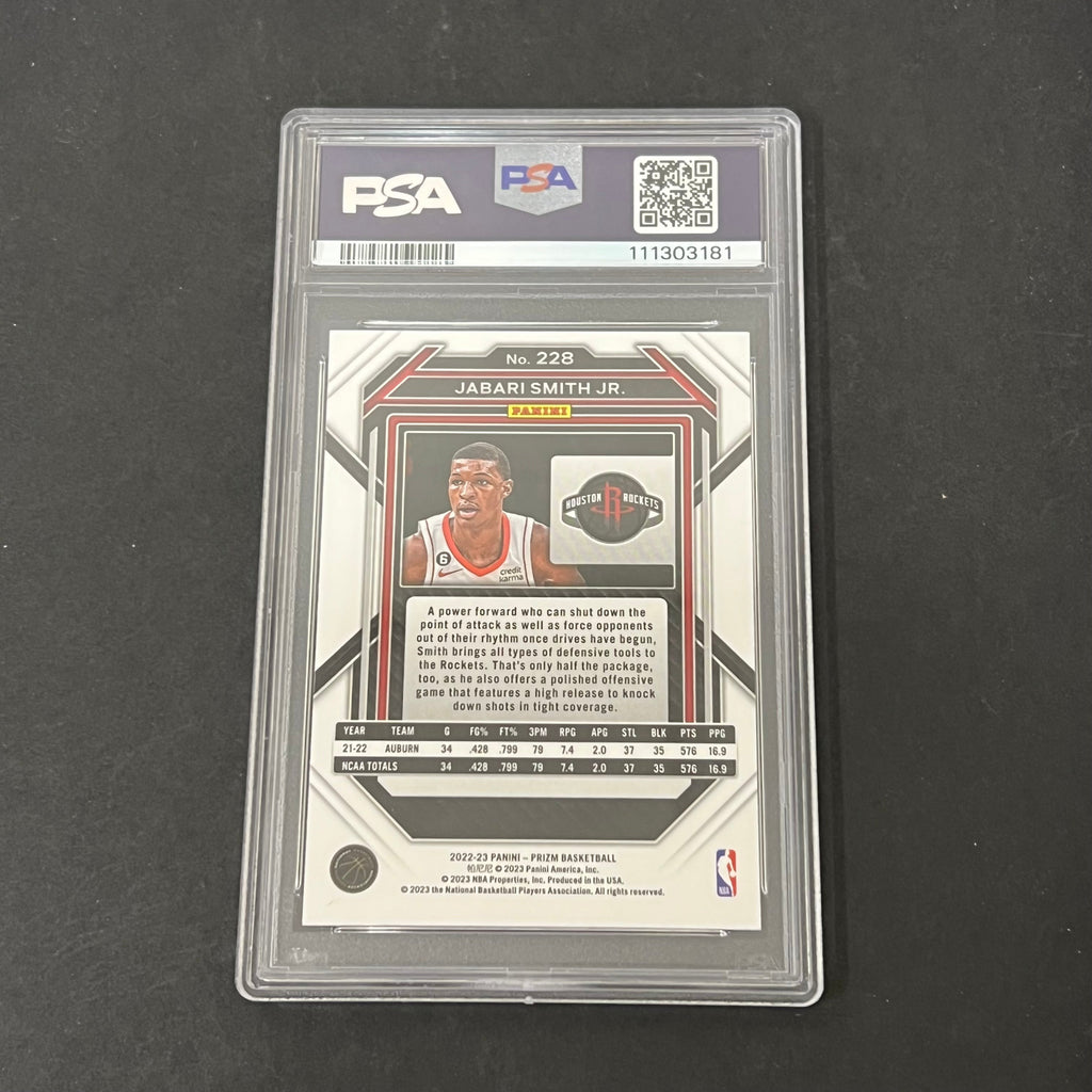 2022-23 Panini Prizm Silver #228 Jabari Smith Jr. RC signed card PSA 9 Auto 10