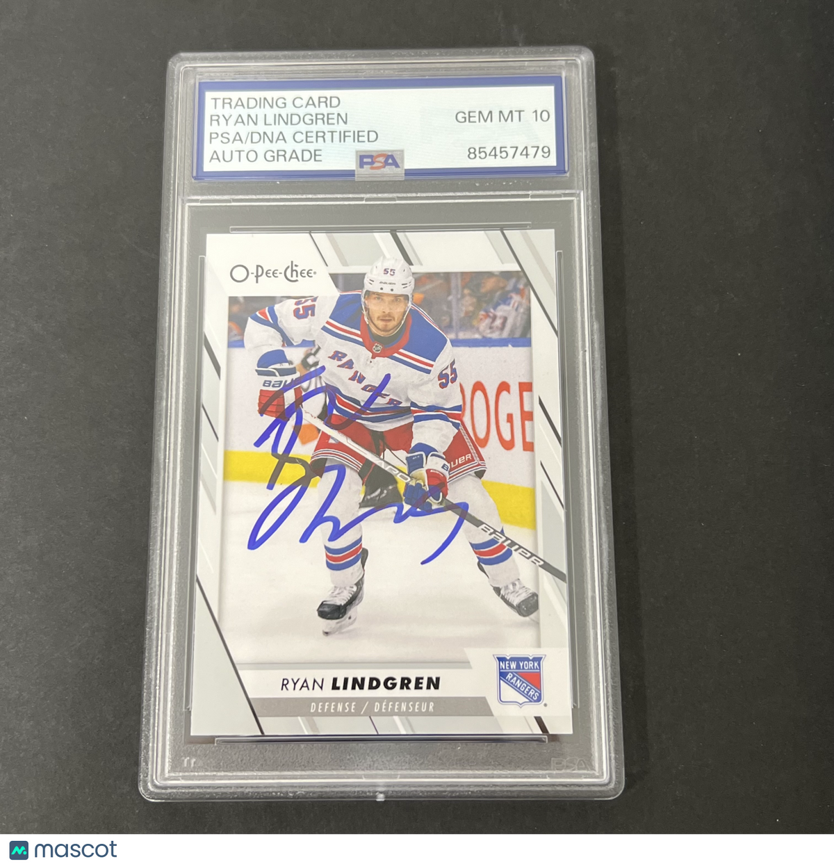 2023-24 O-Pee-Chee #217 Ryan Lindgren signed card PSA Auto 10