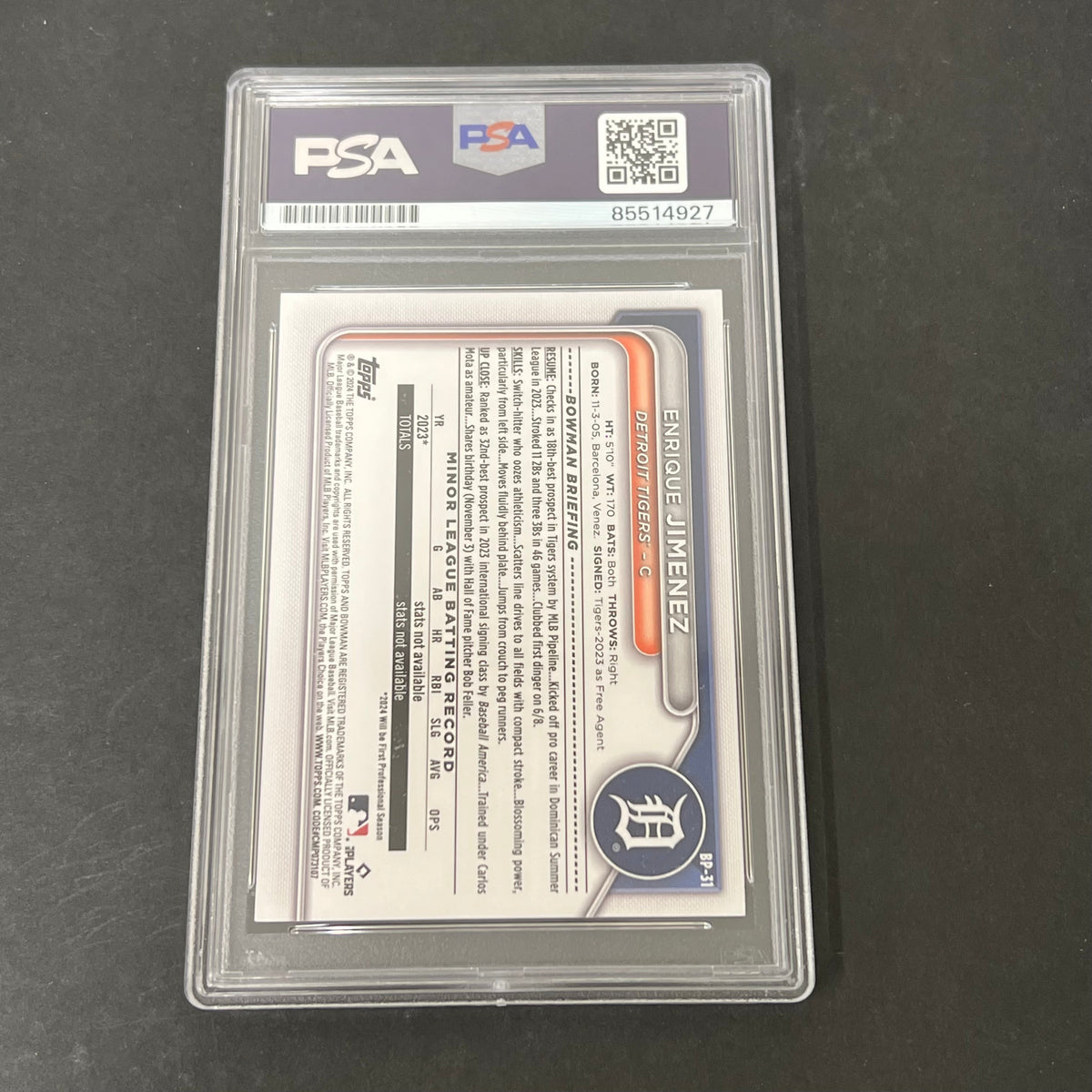 2024 1st Bowman #BP-31 Enrique Jimenez signed card PSA AUTO 10