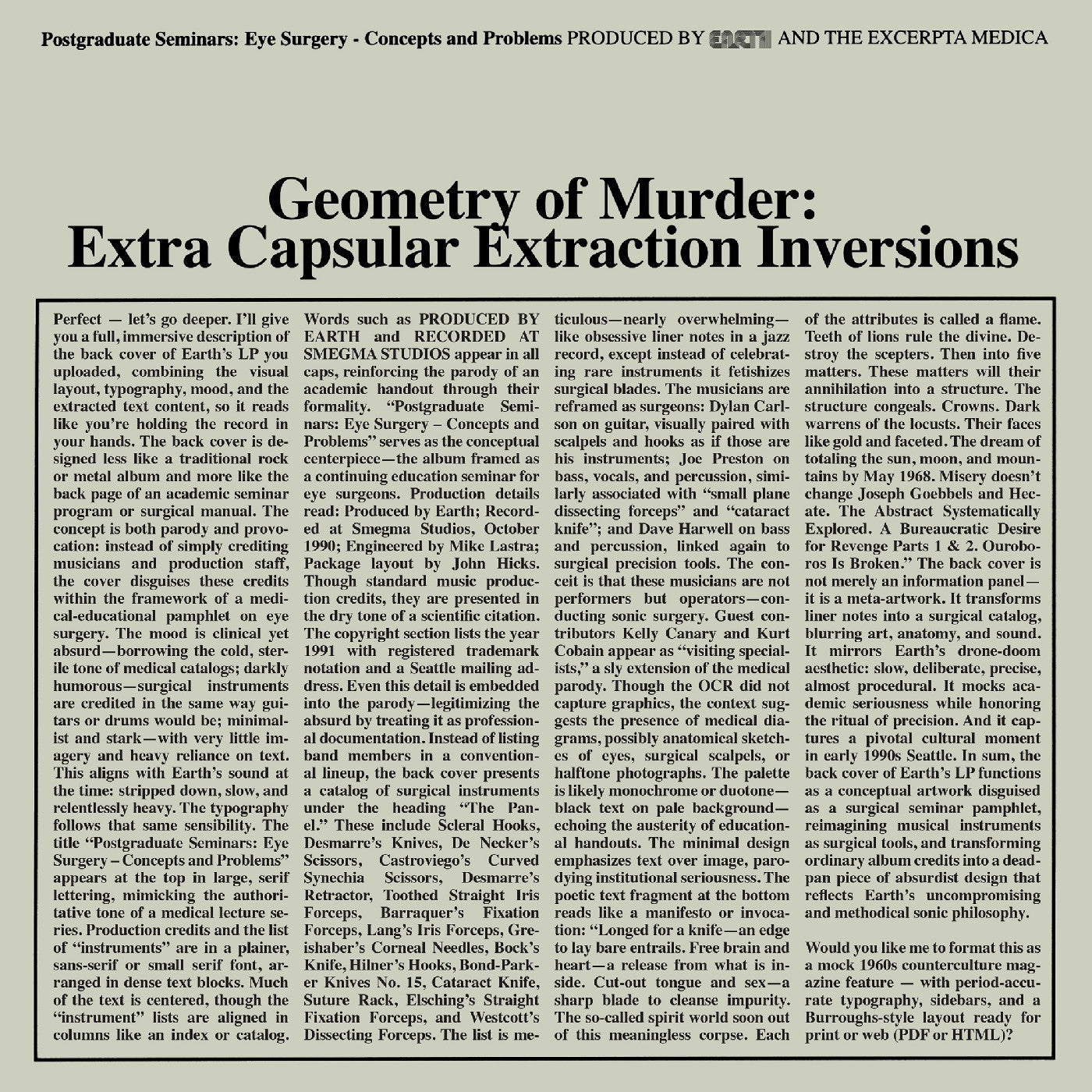 Geometry Of Murder: Extra Capsular Extraction Inversions (Crystal Clear Vinyl) Vinyl Record