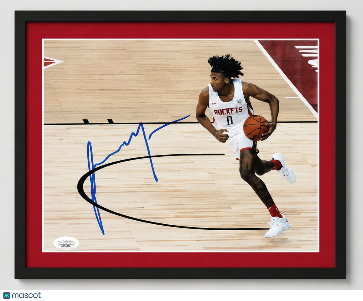 Jalen Green Houston Rockets Signed Basketball 8x10 Custom Framed Photo PSA Auth