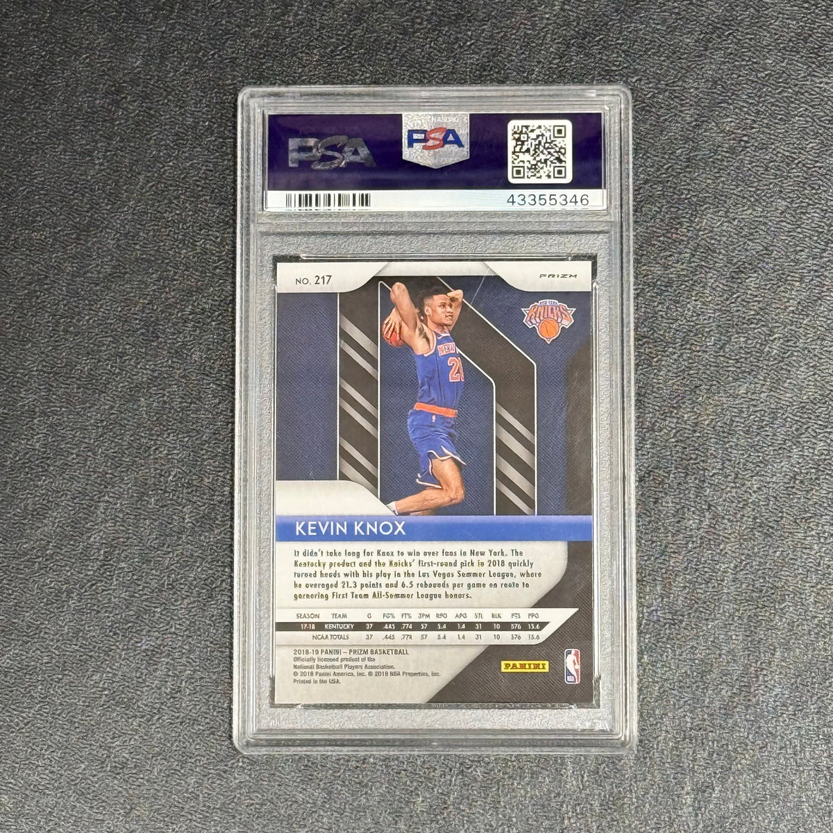 2018 Panini Prizm Red White Blue#217 Kevin Knox PSA 10 New York Knicks
