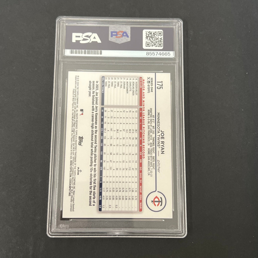 2024 Series One #175 Joe Ryan signed card PSA Auto 10 Twins