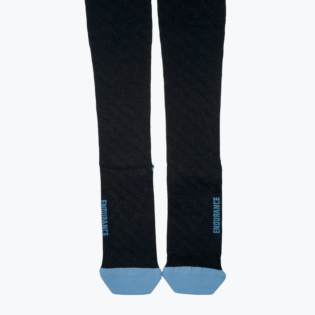 JupiterGear Endurance Compression Socks for Running and Hiking - Black with Blue Accent - Large/Extra Large