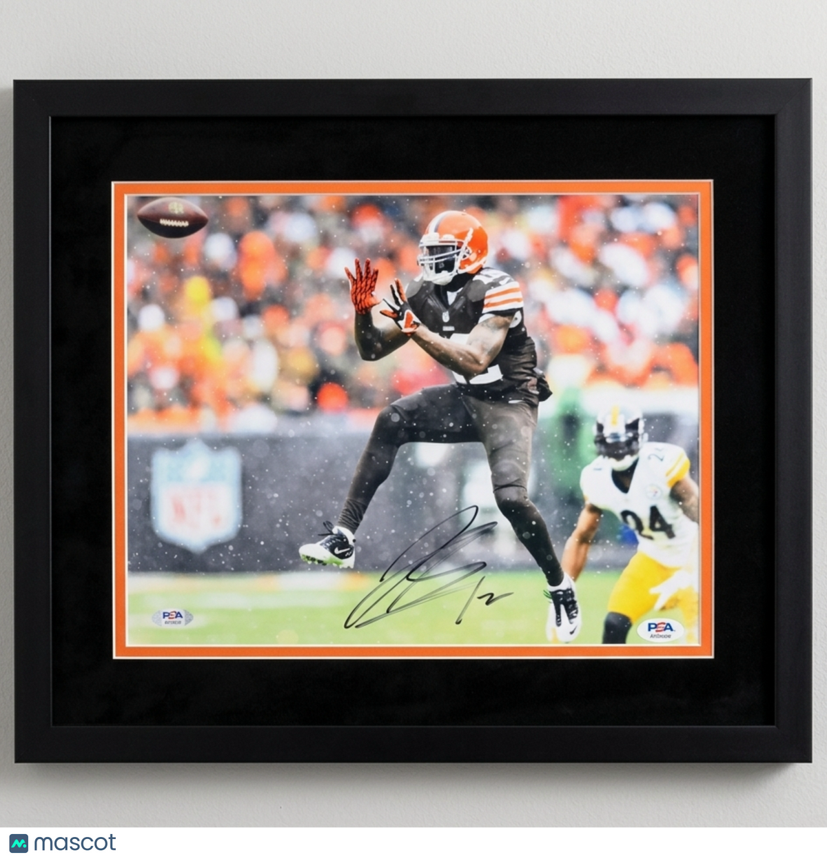 Josh Gordon Signed Cleveland Browns Football 11x14 Custom Framed Photo PSA