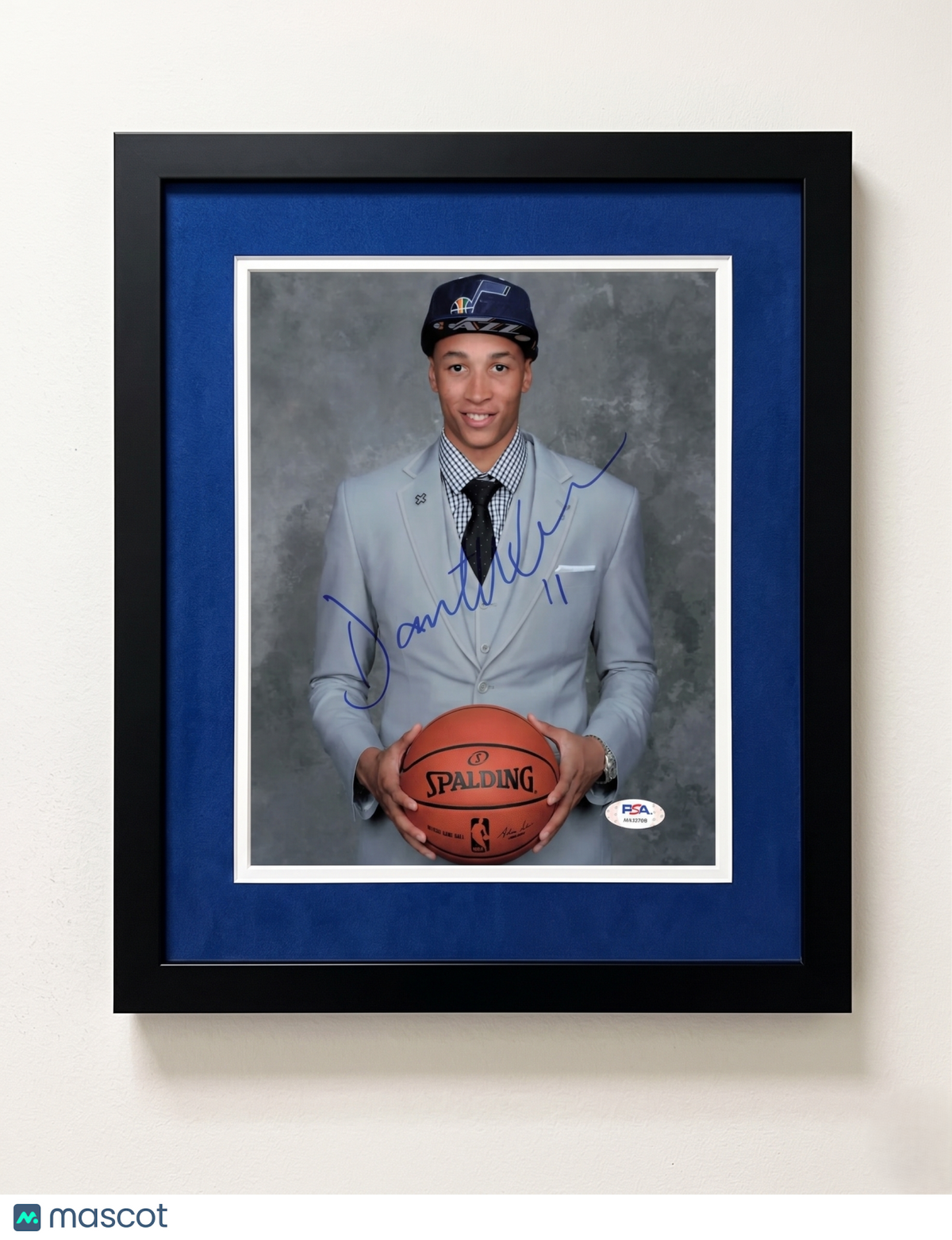 Dante Exum Utah Jazz Signed Basketball 8x10 Custom Framed Photo PSA