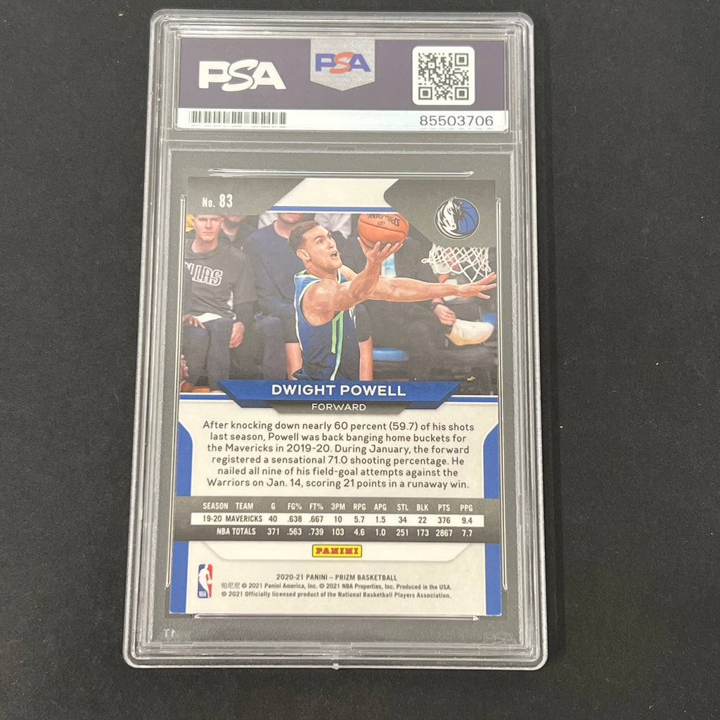 2020-21 Panini Prizm Basketball #83 Dwight Powell Signed Card PSA Autographed