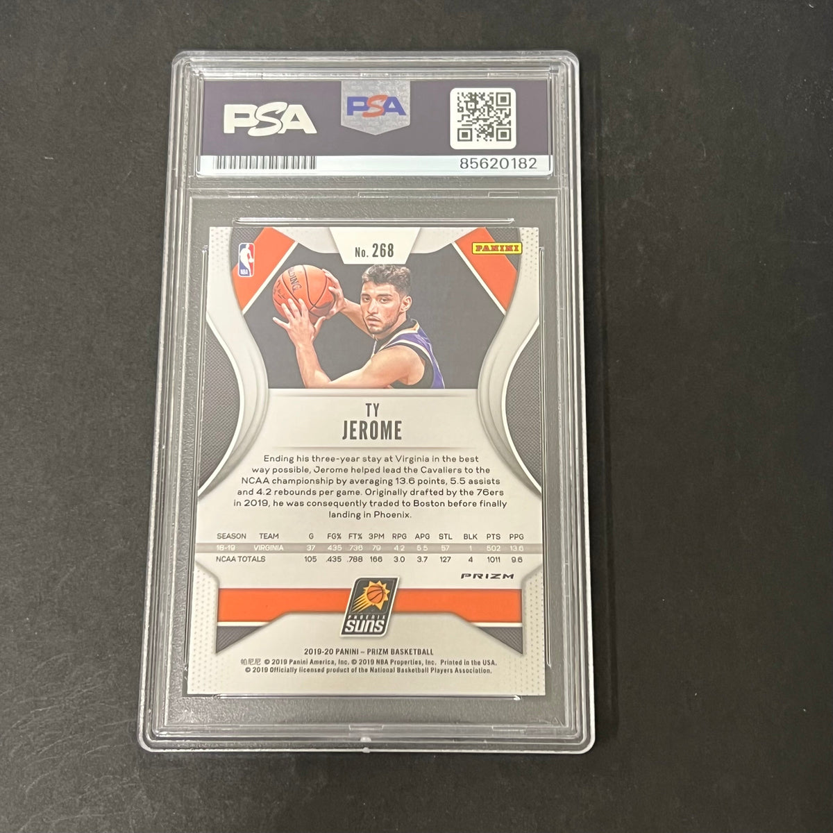 2019-20 Panini Prizm Basketball #268 Ty Jerome Red White Blue signed card PSA