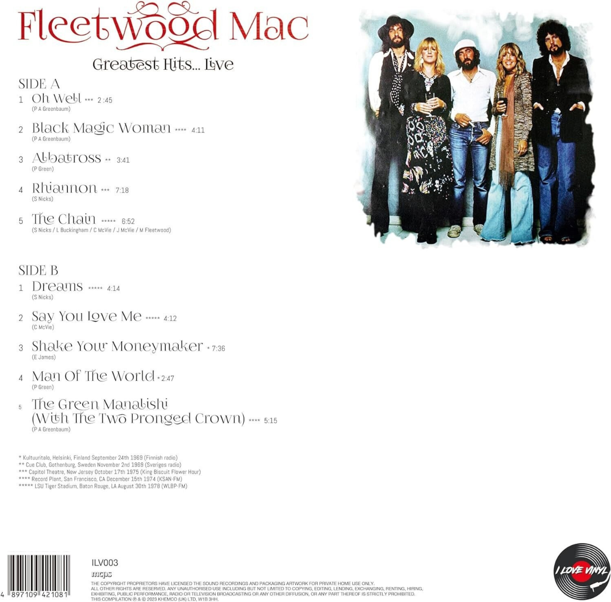 Greatest Hits... Live: The Record Plant 1974 [Import] Vinyl Record