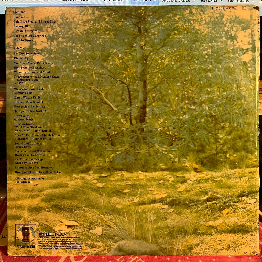 Joni Mitchell - For The Roses *GERMANY* | Excellent (EX) Excellent (EX)