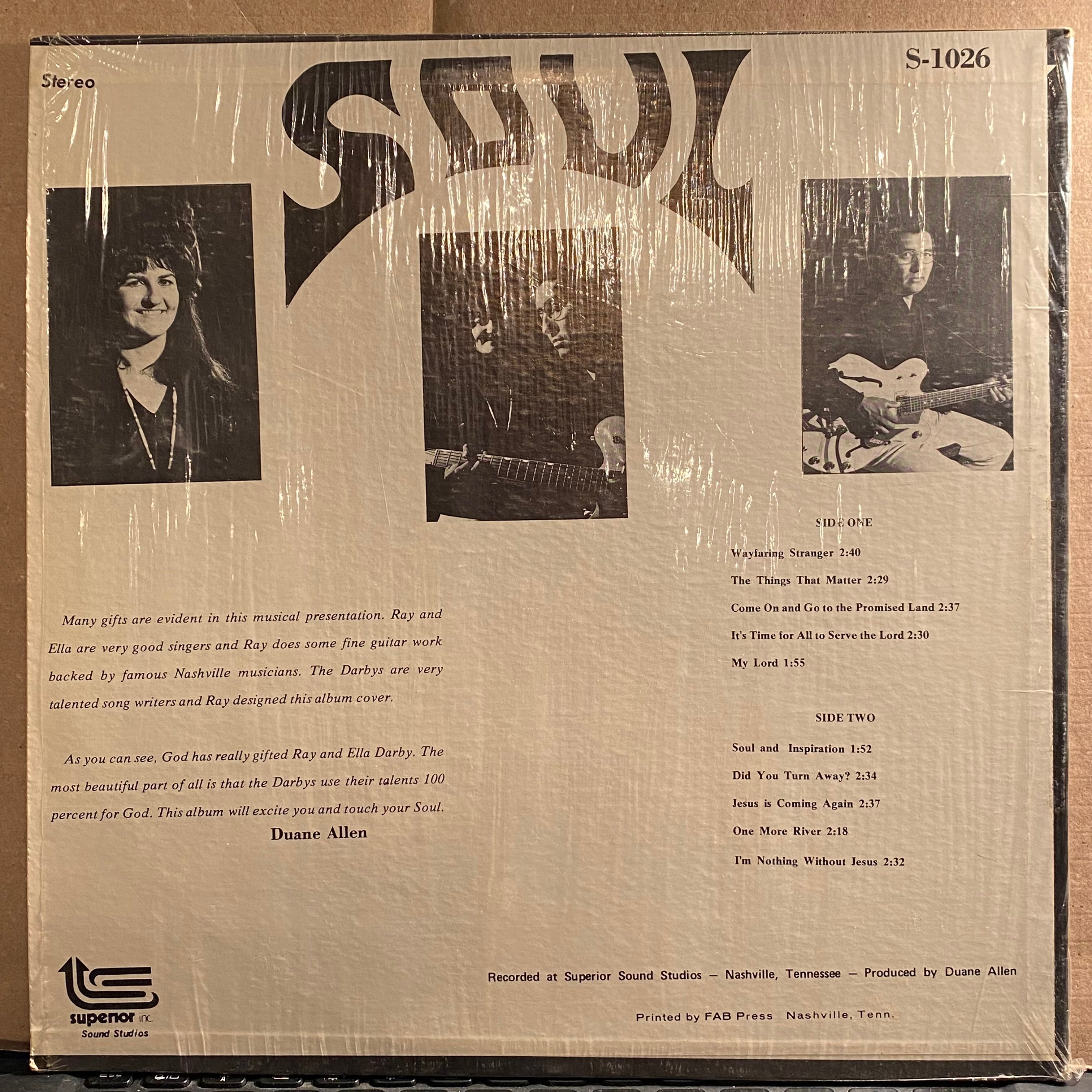 Ray & Ella Darby - Soul | Good Plus (G+) Near Mint (NM)
