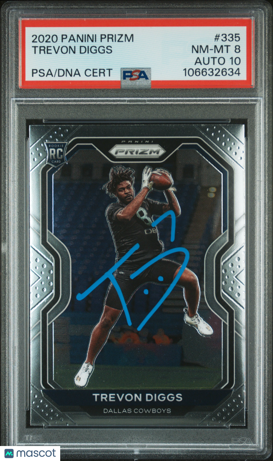 2020 Panini Prizm #335 Trevon Diggs signed card PSA 8 Auto 10