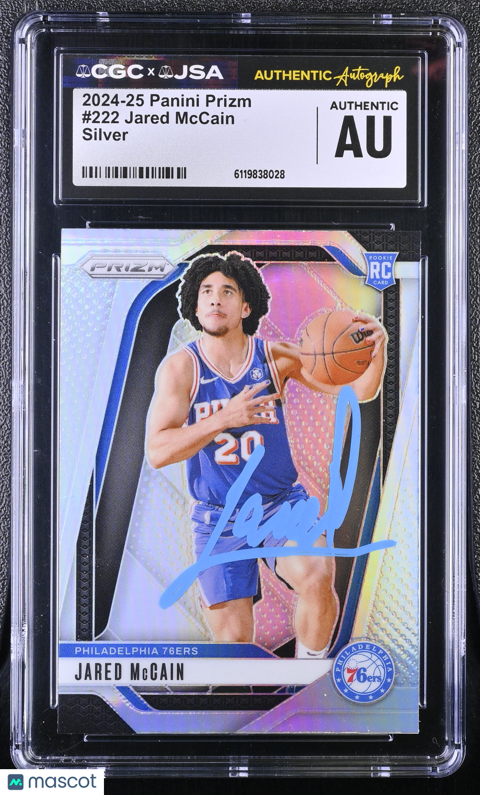 Jared McCain 2024-25 Panini Prizm Silver#222 Signed Card CGC Auth JSA Auto Auth