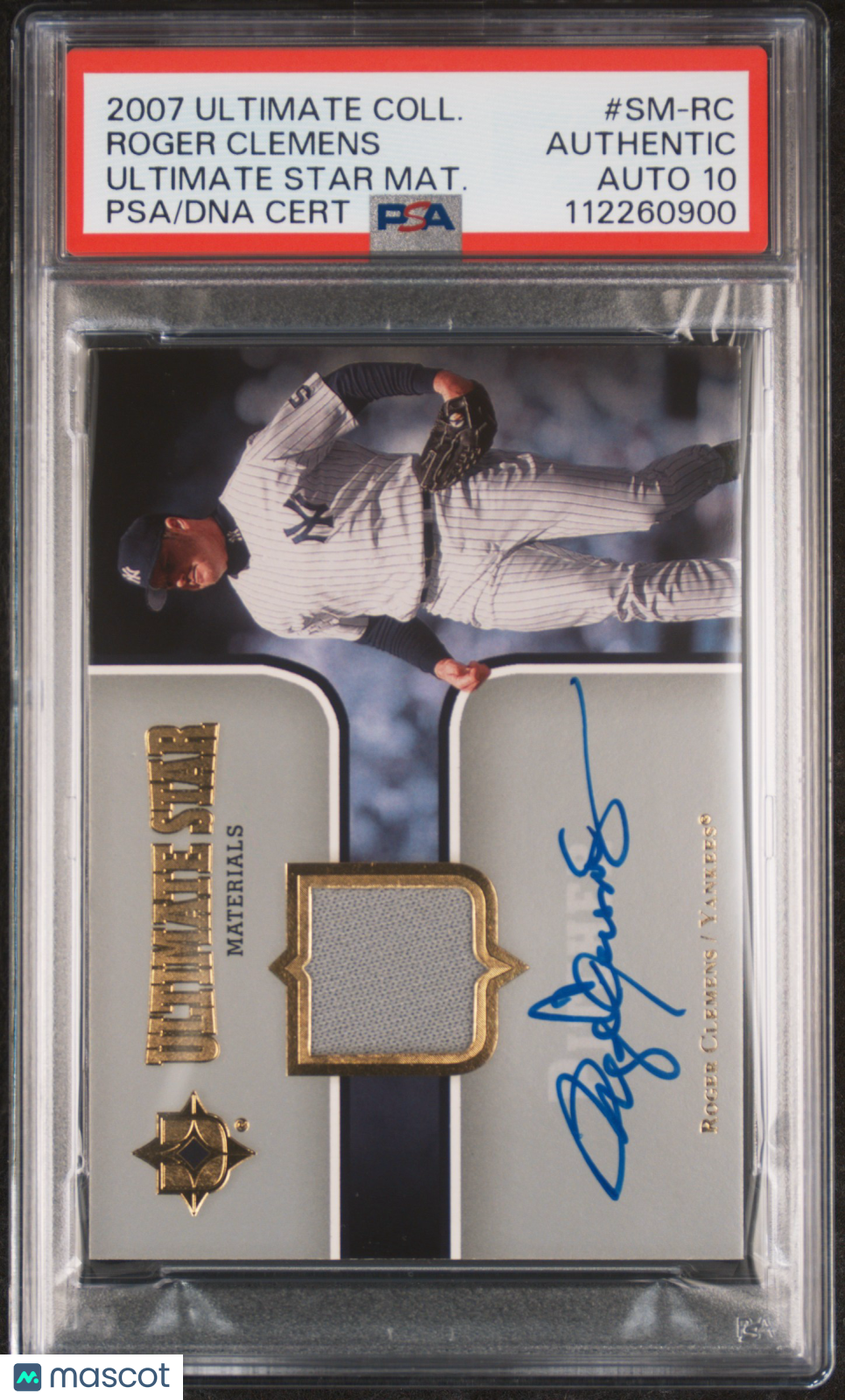 2007 Ultimate Collection Ult Star Mats #SM-RC Roger Clemens signed PSA A Auto 10