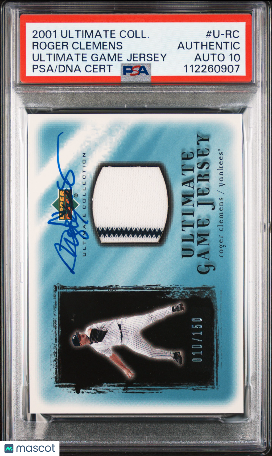 2001 Ultimate Col Ult Gm Jrsy #U-RC Roger Clemens 010/150 signed PSA A Auto 10