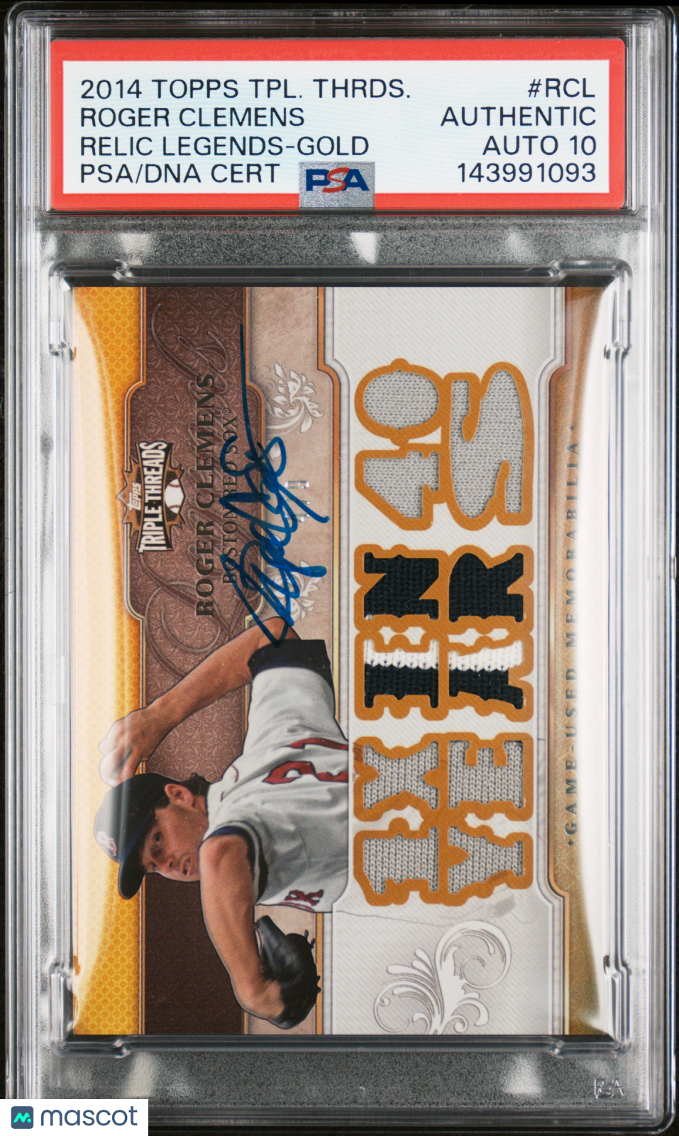 2014 Topps Triple Threads Gold#TTRL-RCL 4/9 Roger Clemens Signed Card PSA Auto10