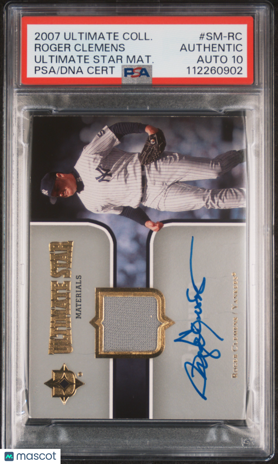2007 Ult Collection Ult Star Mats #SM-RC Roger Clemens Mat. signed PSA A Auto 10