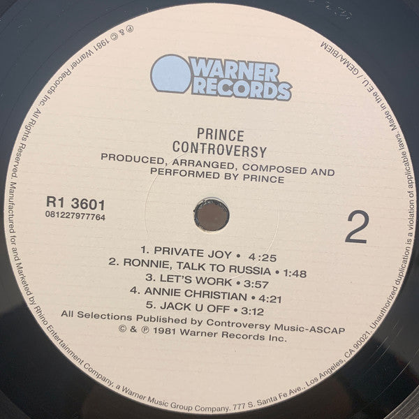 Controversy (OPENED-NEW)(VINYL) | Mint (M) Mint (M)
