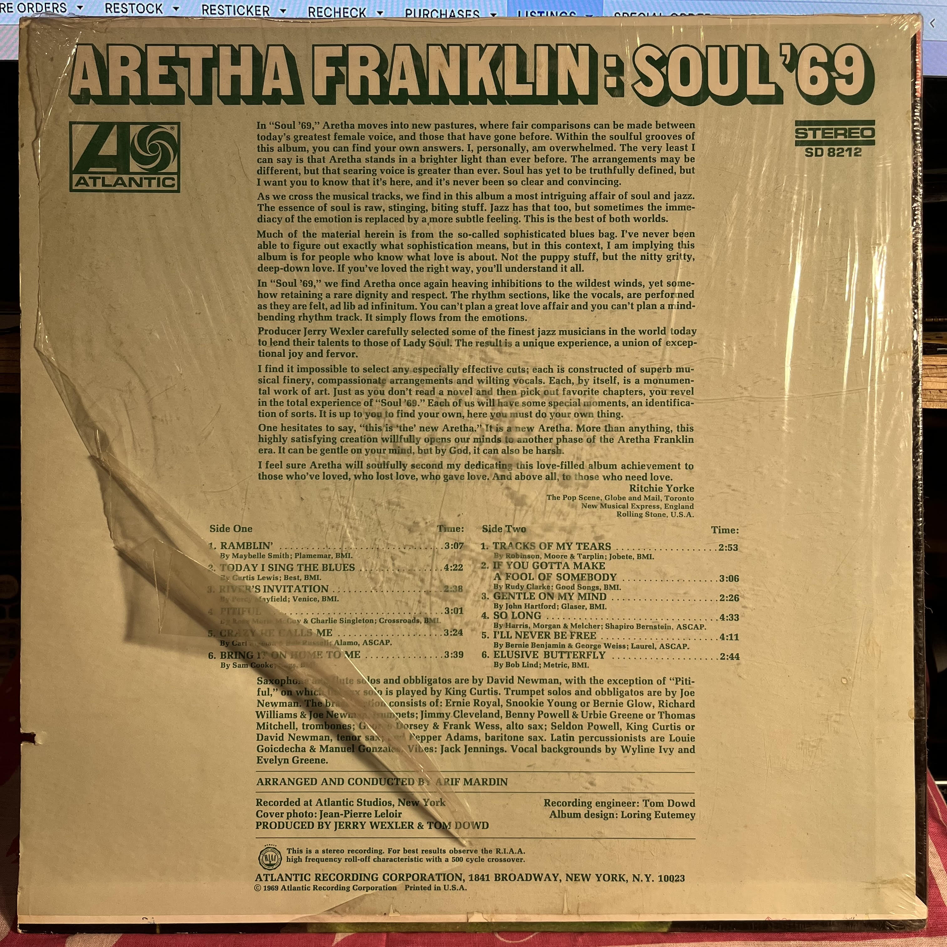 Aretha Franklin - Soul '69 *MGM/SHRINK* | Excellent (EX) Near Mint (NM)