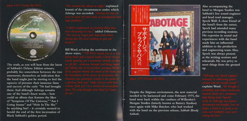 Black Sabbath – Sabotage Music CD