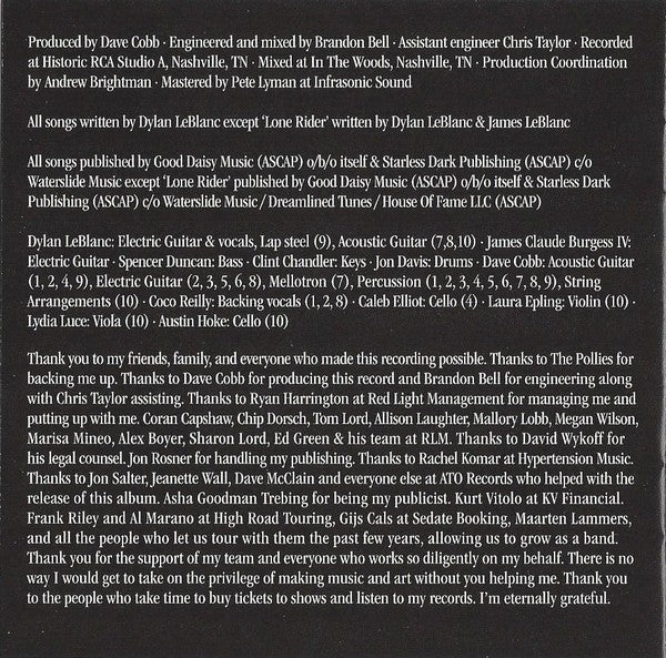 Dylan LeBlanc – Renegade Music CD