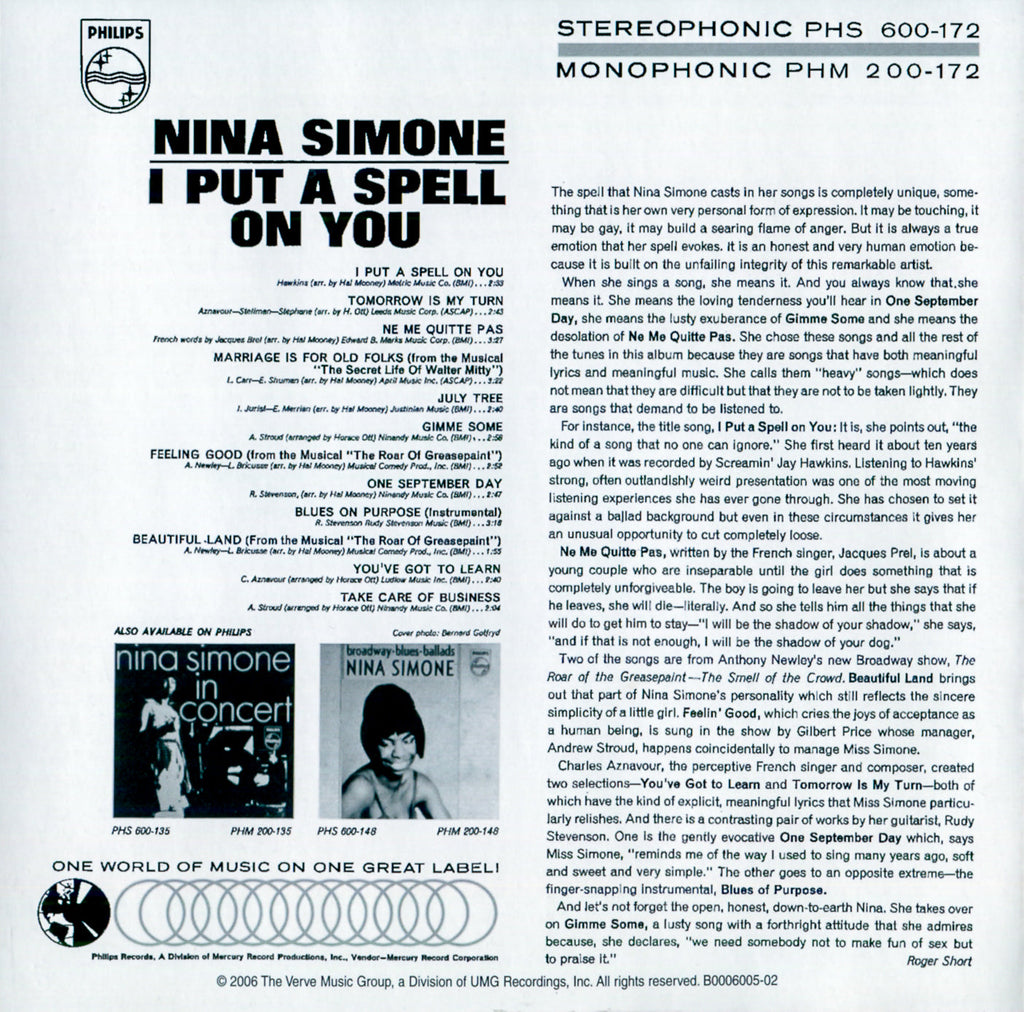 Nina Simone – I Put a Spell on You Music CD