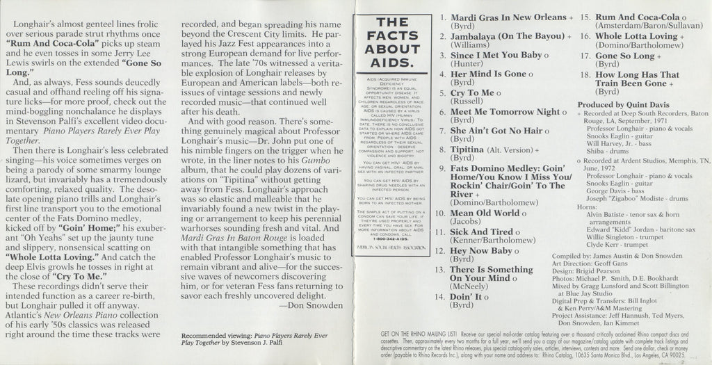 Professor Longhair – Mardi Gras in Baton Rouge Music CD