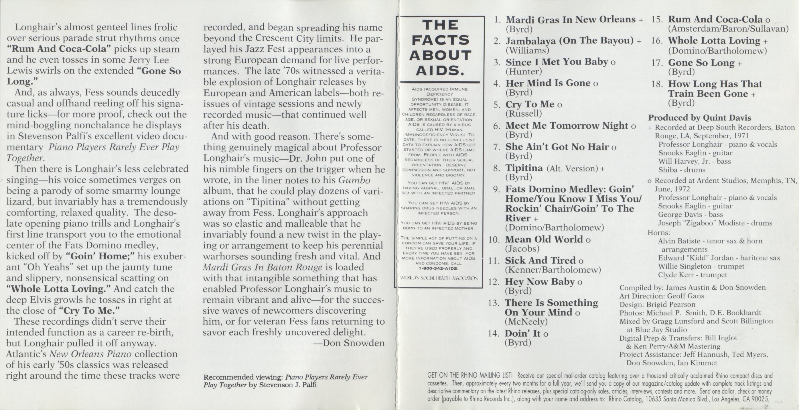 Professor Longhair – Mardi Gras in Baton Rouge Music CD