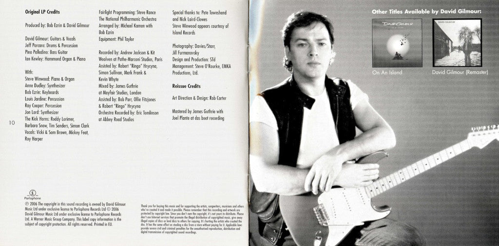 David Gilmour – About Face Music CD