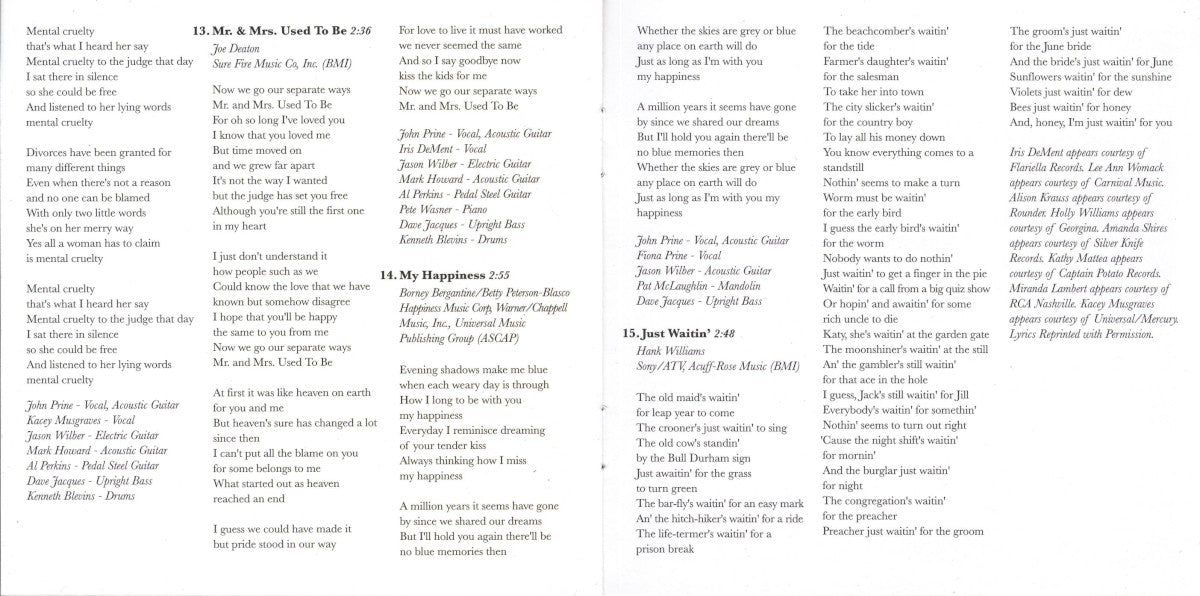 John Prine – For Better, Or Worse Music CD
