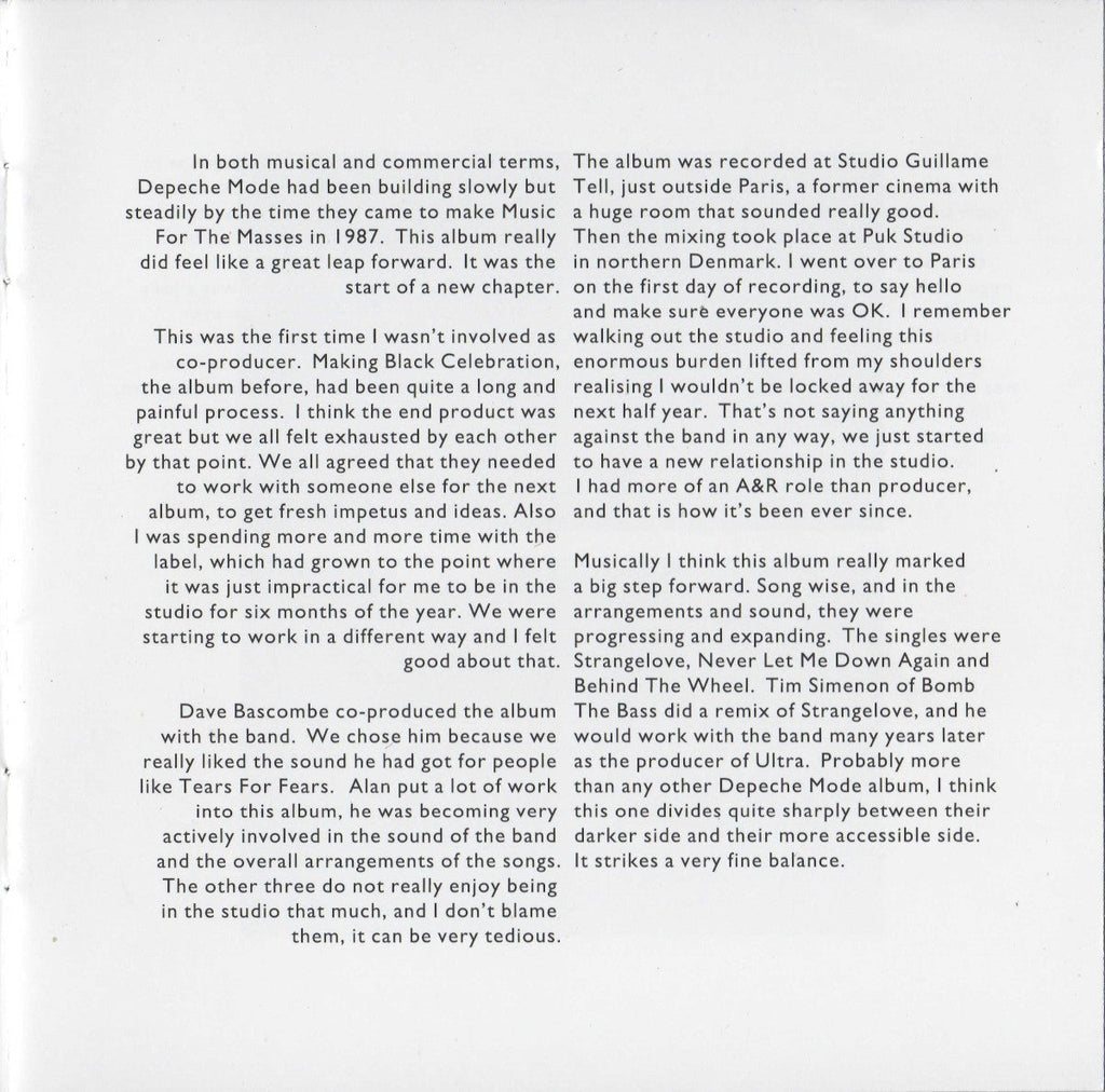 Depeche Mode – Music For The Masses Music CD