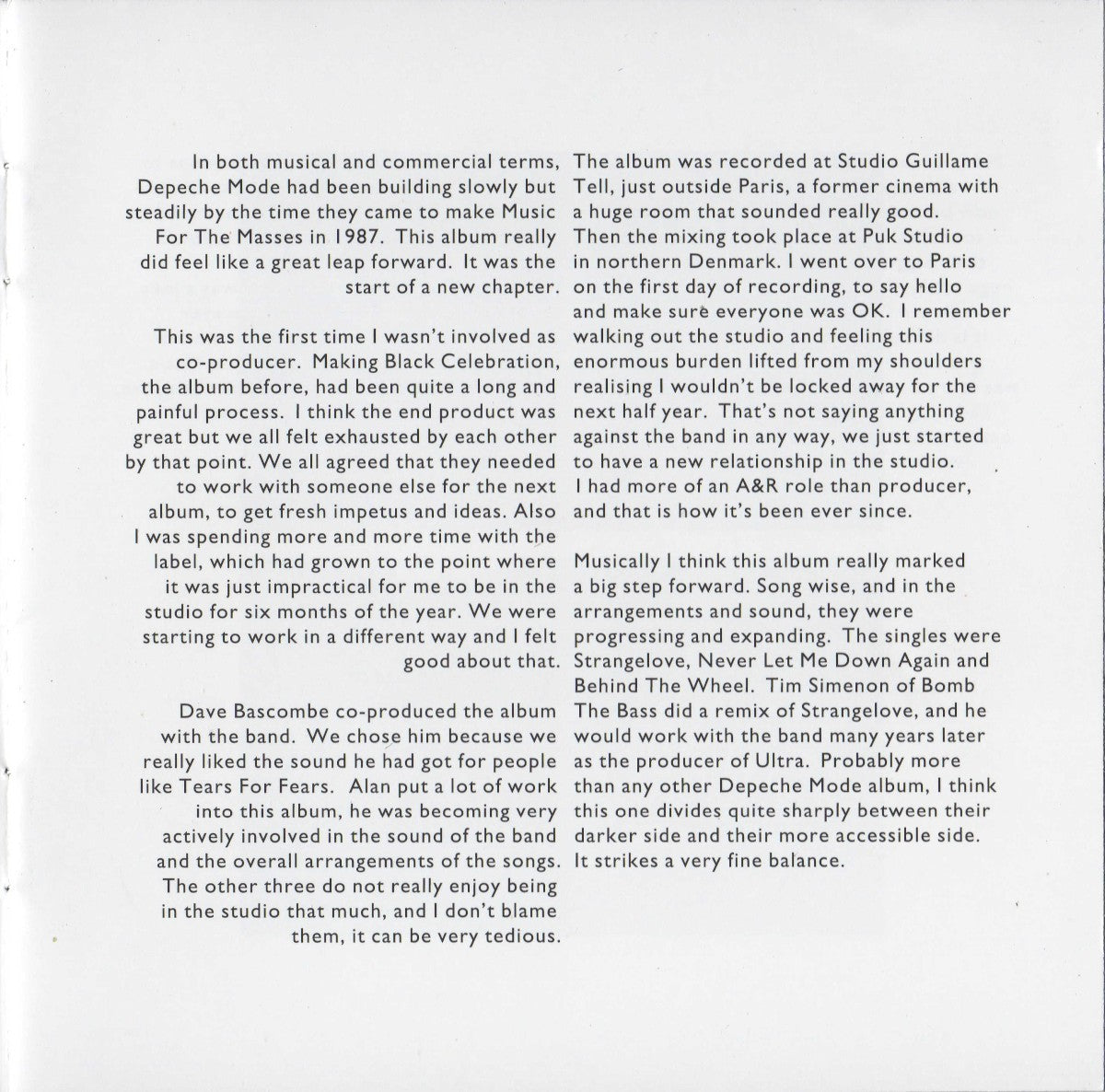 Depeche Mode – Music For The Masses Music CD
