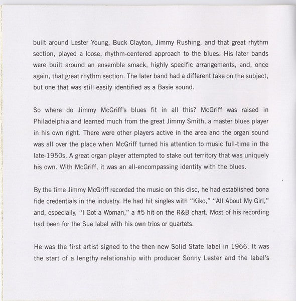 Jimmy McGriff – The Big Band: A Tribute to Basie Music CD