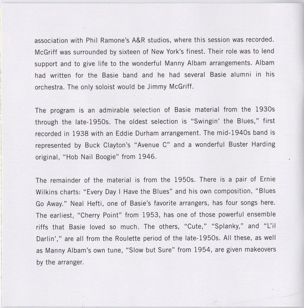 Jimmy McGriff – The Big Band: A Tribute to Basie Music CD