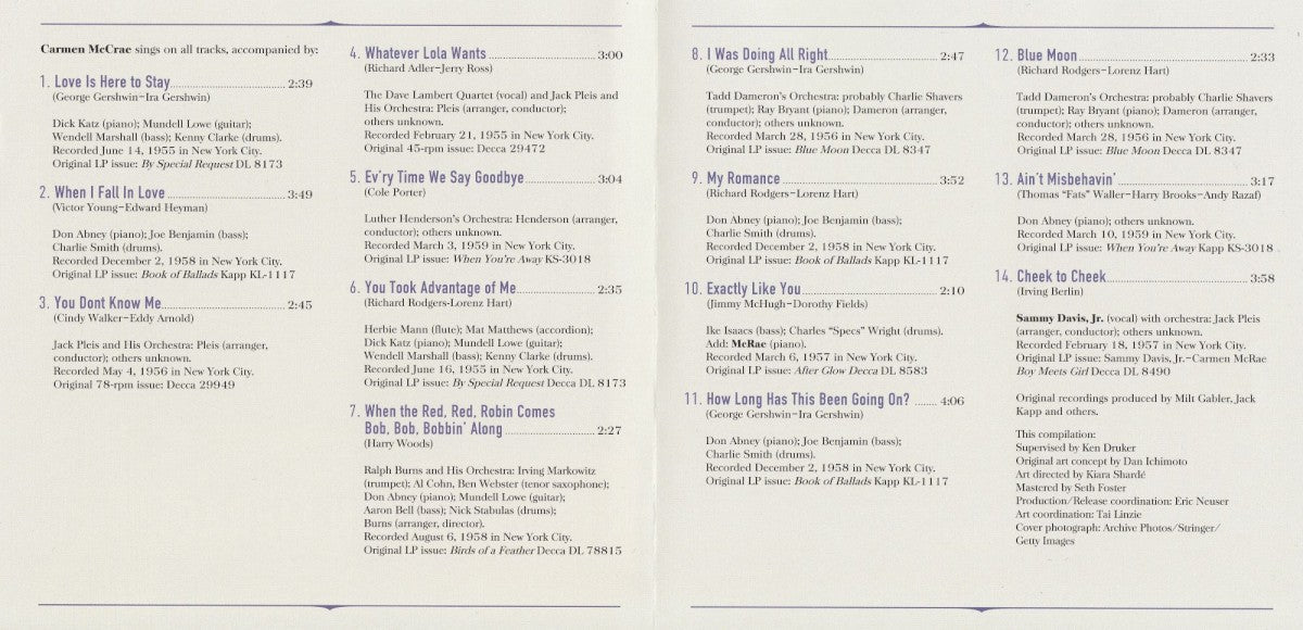 Carmen McRae – Great Women Of Song (LP Vinyl) Vinyl Record