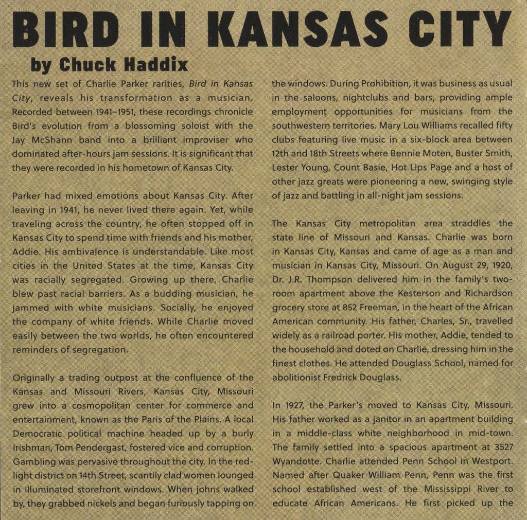 Charlie Parker – Bird In Kansas City (LP Vinyl) Vinyl Record