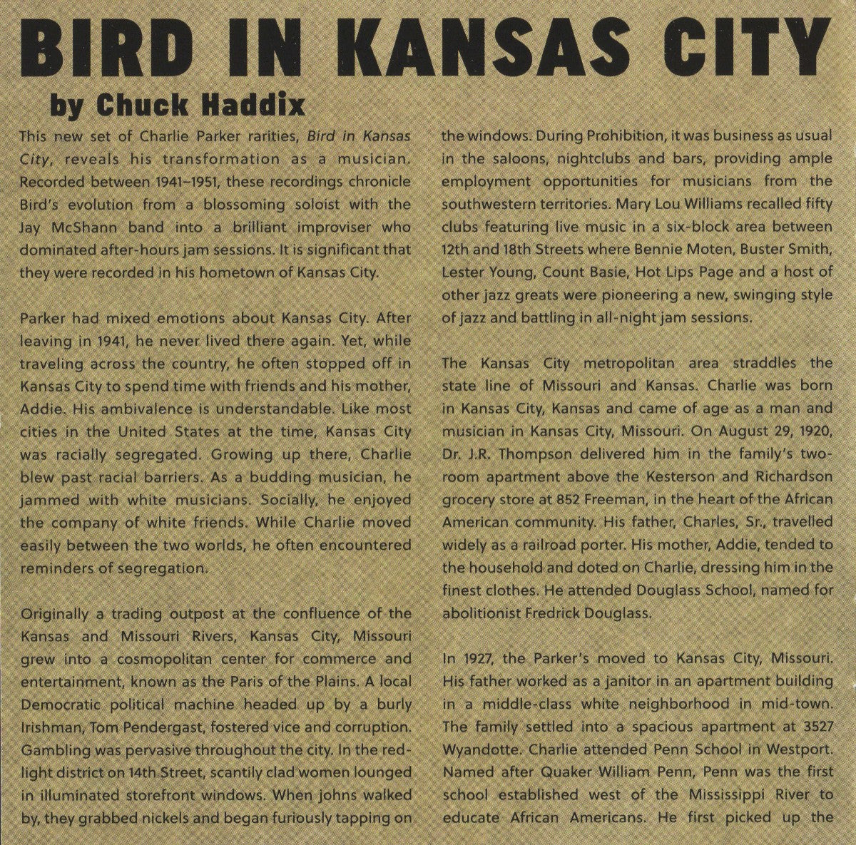 Charlie Parker – Bird In Kansas City (LP Vinyl) Vinyl Record