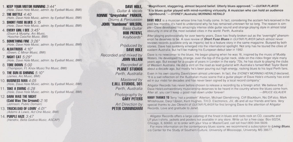 Dave Hole – Short Fuse Blues Music CD