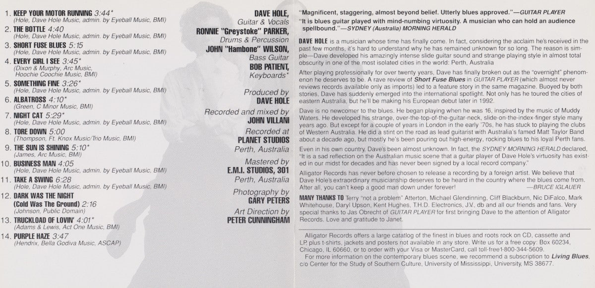 Dave Hole – Short Fuse Blues Music CD