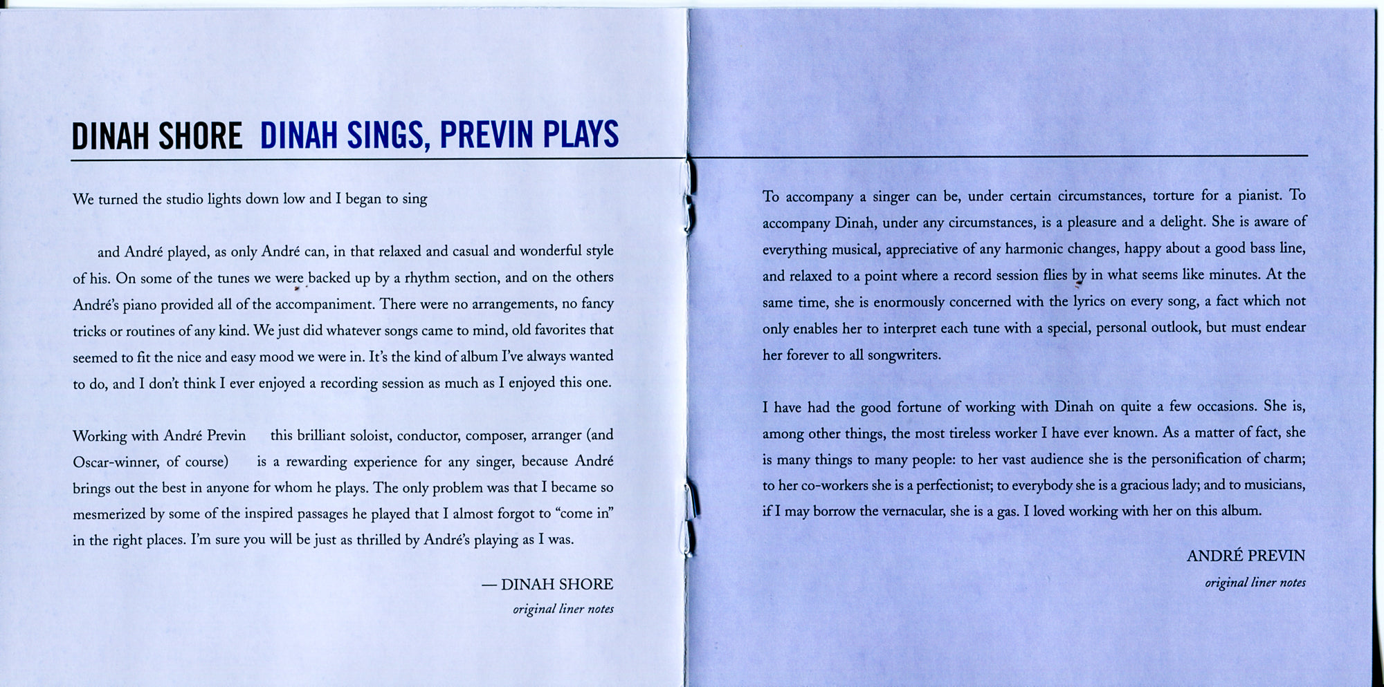Dinah Shore – Dinah Sings Previn Plays Music CD