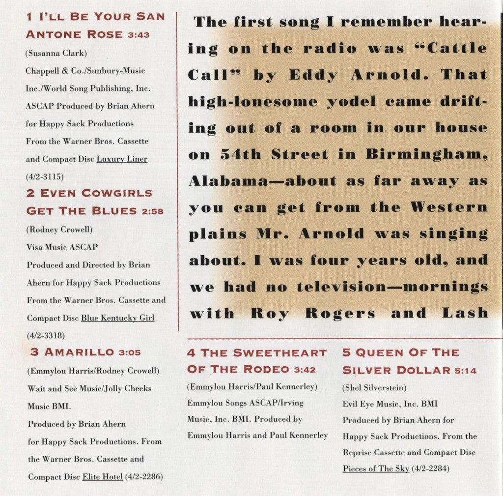 Emmylou Harris – Songs Of The West Music CD
