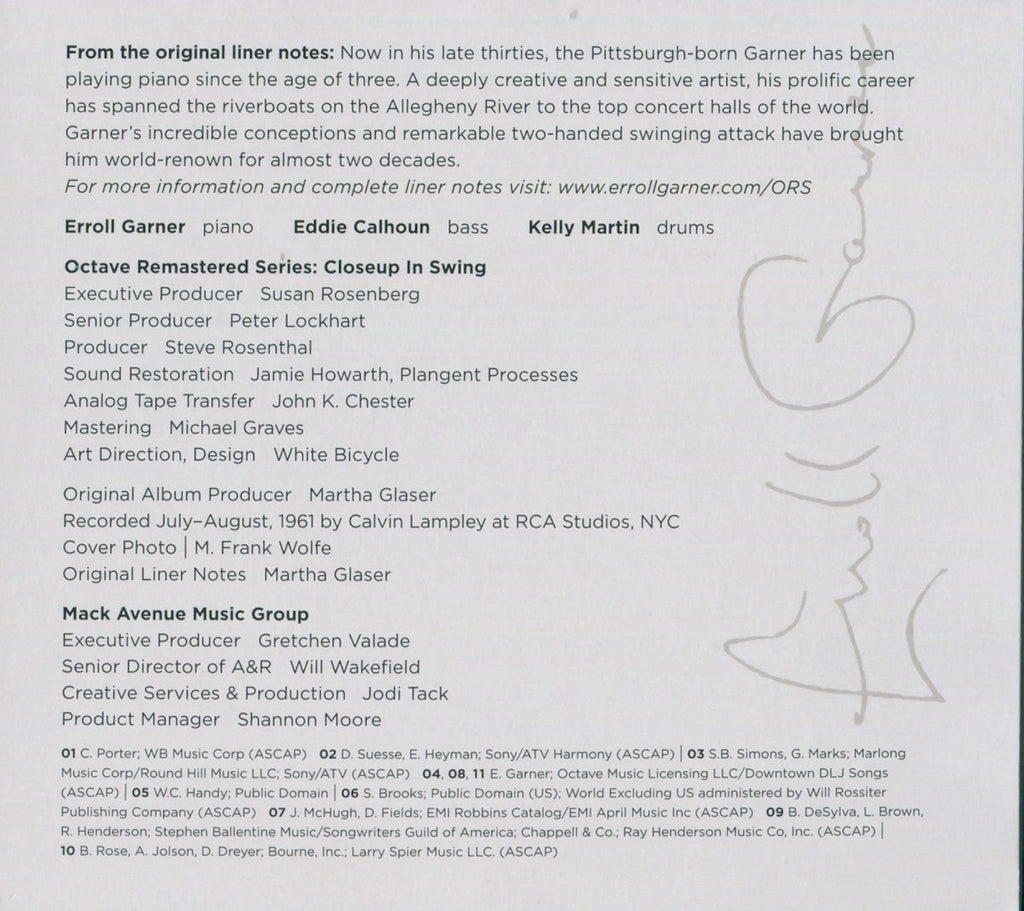 Erroll Garner – Closeup in Swing Music CD