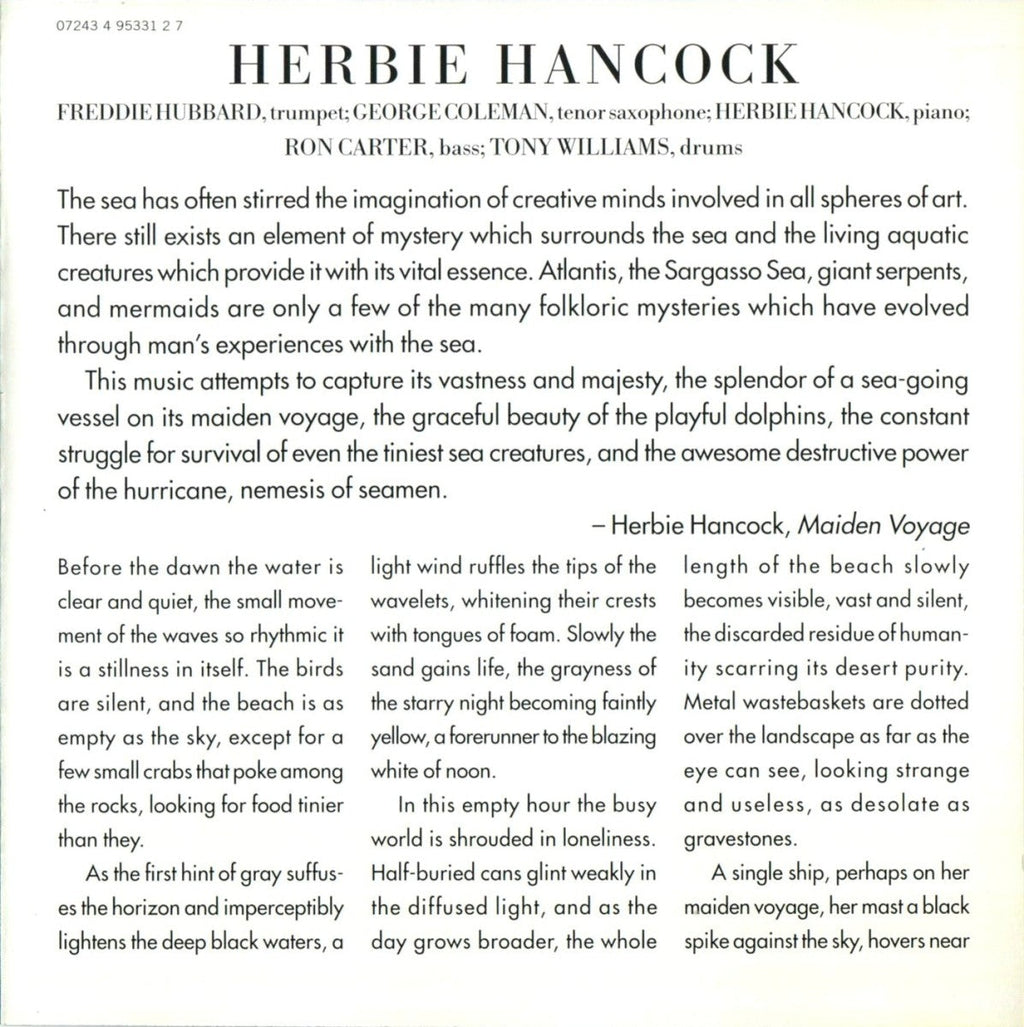 Herbie Hancock – Maiden Voyage Music CD
