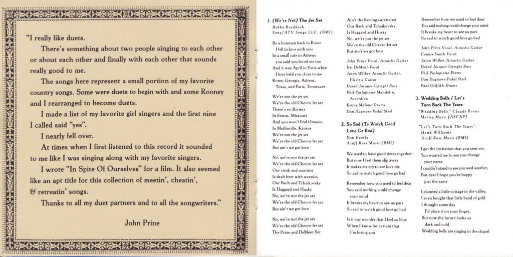 John Prine – In Spite of Ourselves Music CD