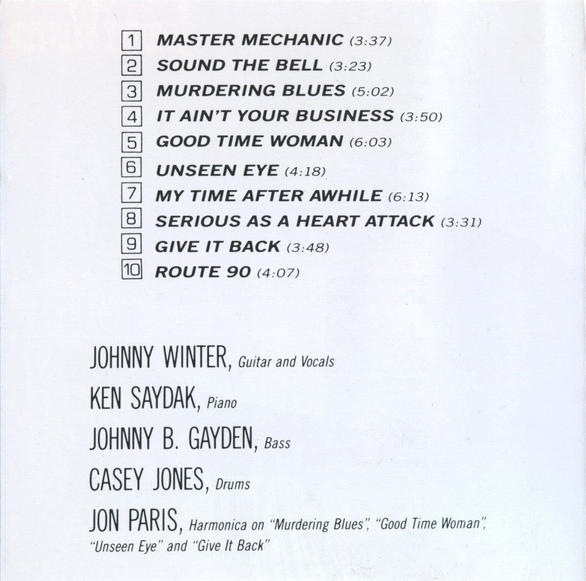 Johnny Winter – Serious Business Music CD