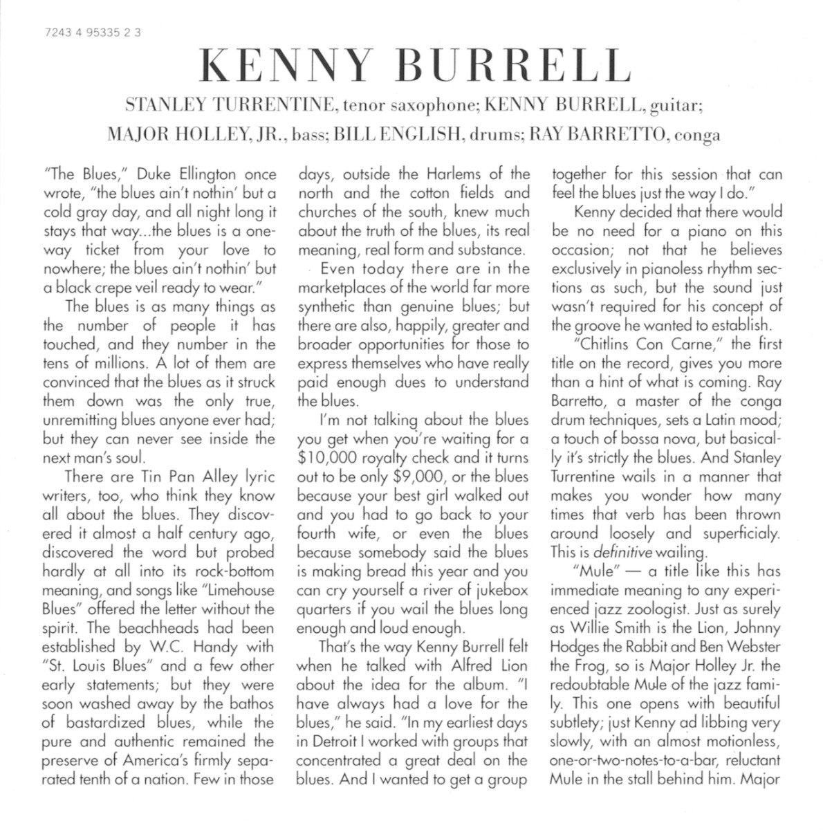 Kenny Burrell – Midnight Blue Music CD
