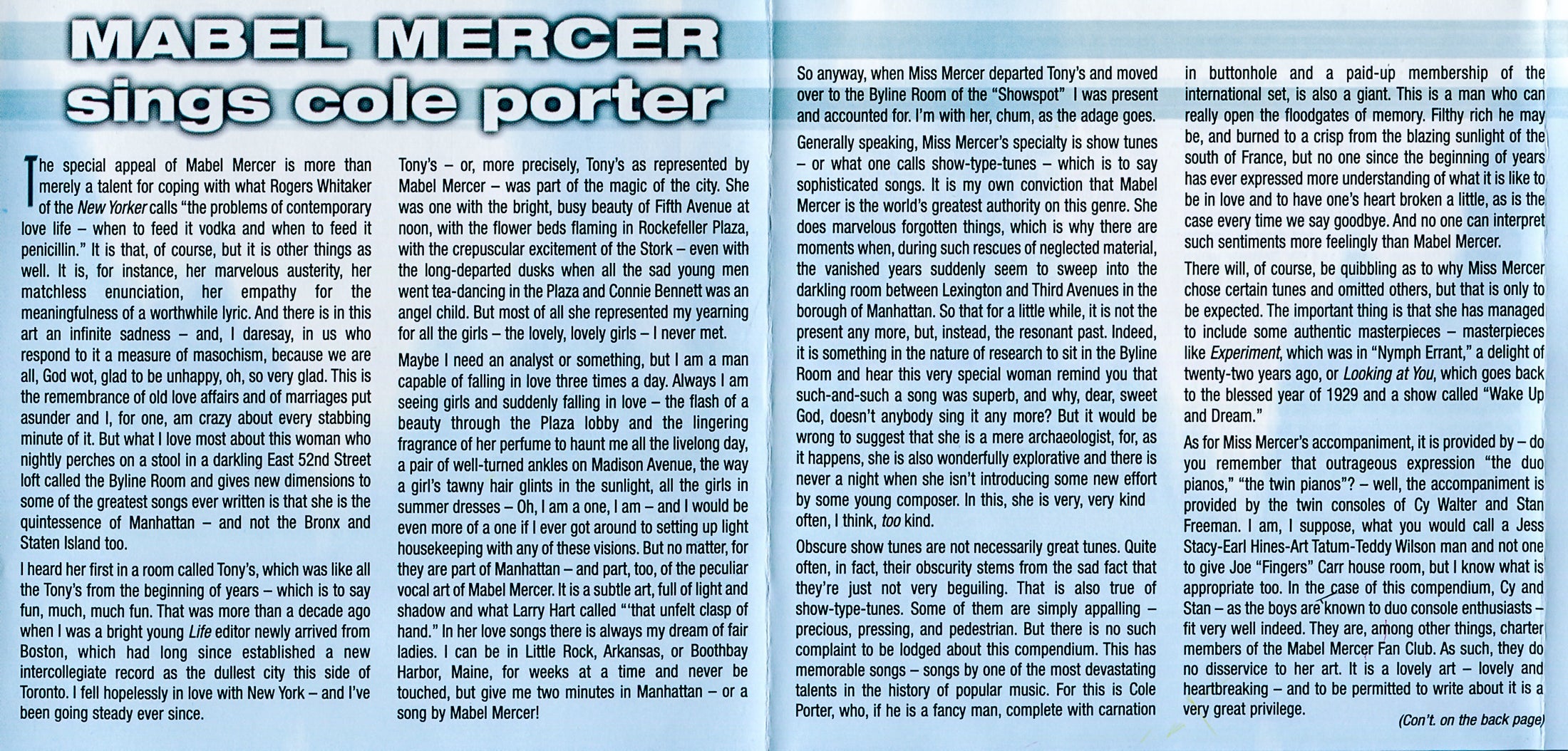 Mabel Mercer – Sings Cole Porter Music CD