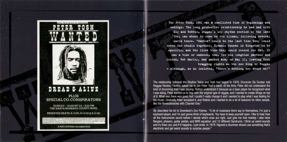 Peter Tosh – Wanted Dread And Alive (LP Vinyl) Vinyl Record