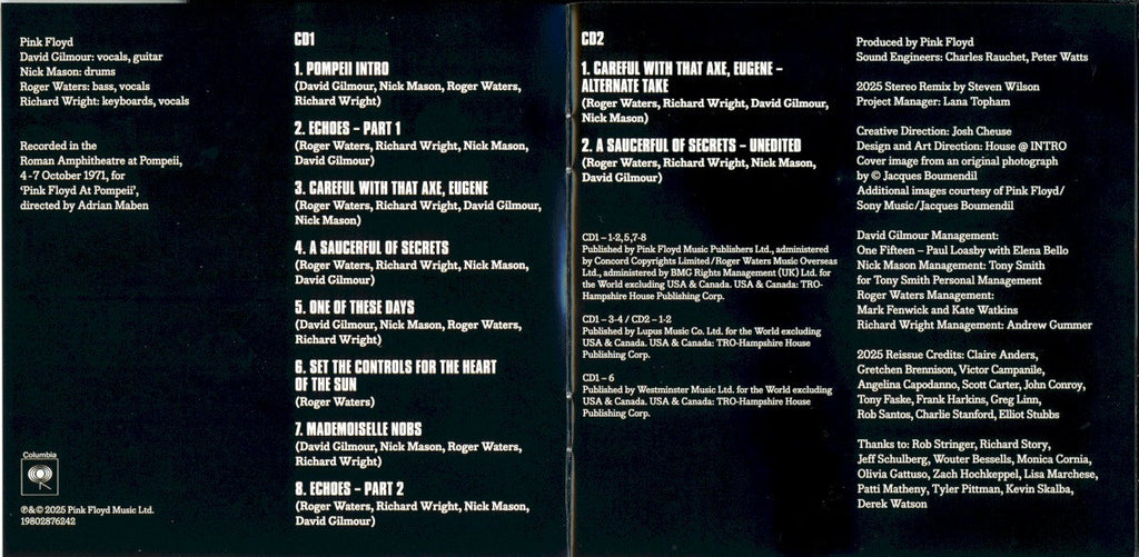 Pink Floyd – Pink Floyd At Pompeii - MCMLXXII Music CD