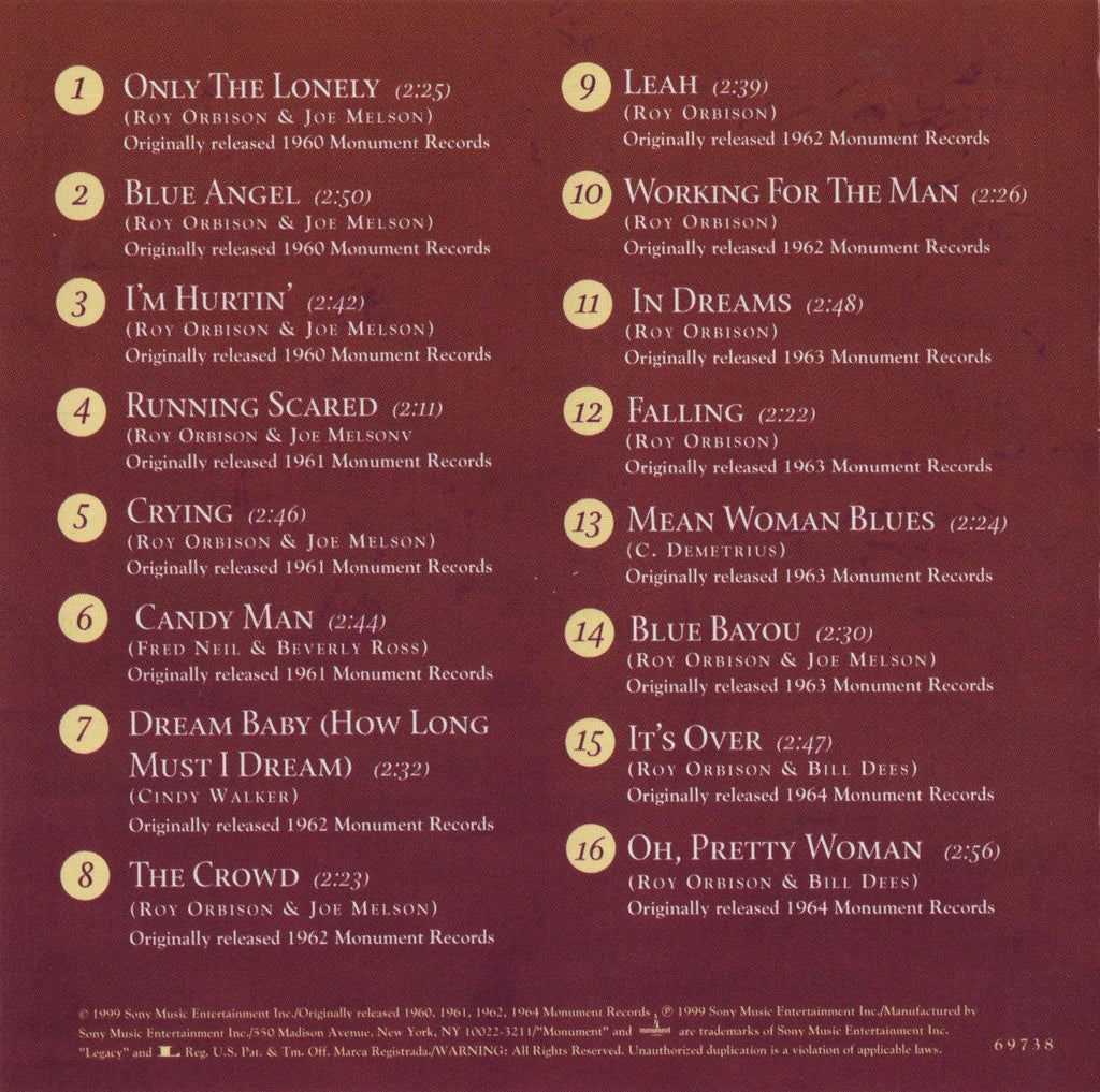 Roy Orbison – 16 Biggest Hits Music CD